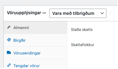Vara með tilbrigðum woocommerce