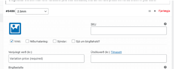 setja verð á eiginleika woocommerce netverslun