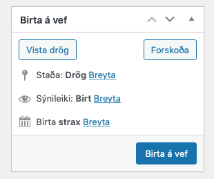 Vista drög eða birta á vefsíðu
