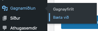 Bæta við gögnum eða myndum | WordPress vefsíðugerð