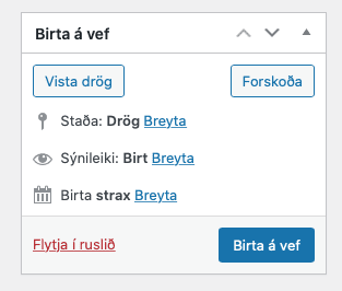 Vista drög - birta á vef